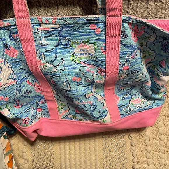 Vibrant Pink and Blue Women's Tote Bag Cape Cod - Picture 4 of 6